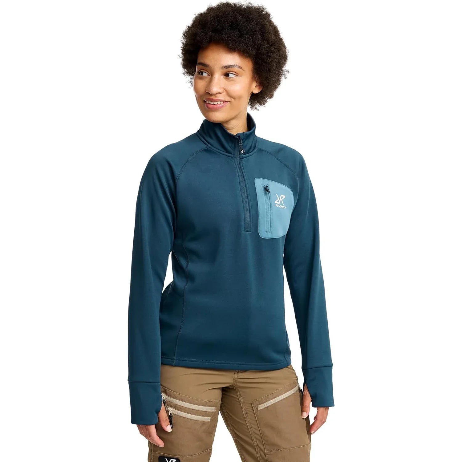 RevolutionRace Women's Evolution Half-Zip Stretch Fleece Jacket Outdoor Performance - Gomix Brands Outlet